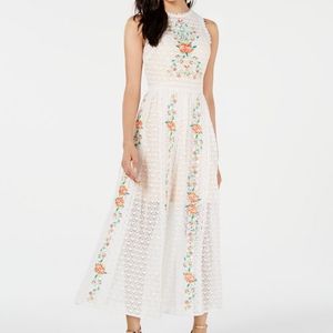 Foxiedox Floral Embroidered Crochet Lace Overlay Dress